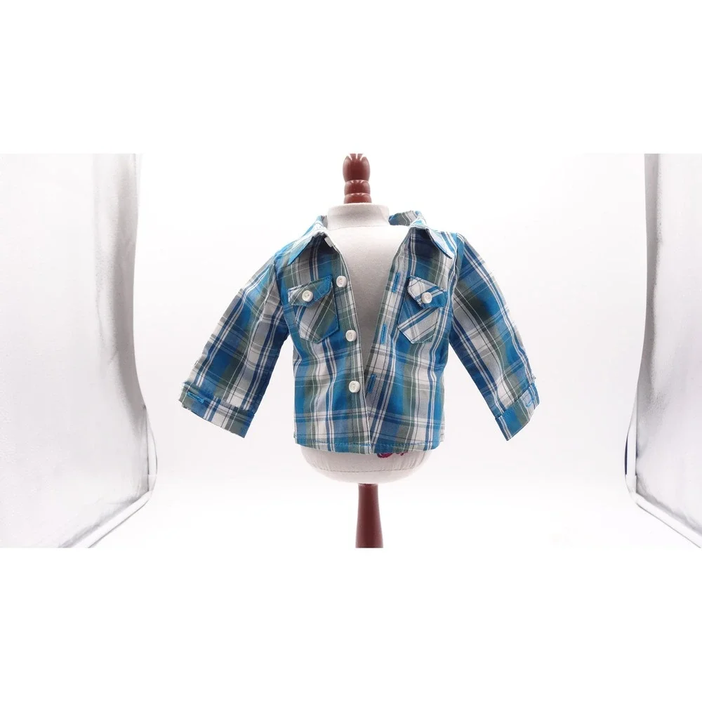 American Girl Doll Logan Outfit‎ Plaid Button Down Shirt and Denim Pants